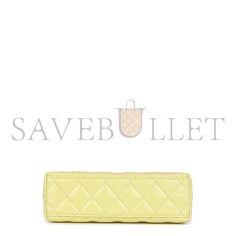 CHANEL KELLY YELLOW SHINY AGED CALFSKIN BRUSHED GOLD HARDWARE AS4416 (19*13*7cm)